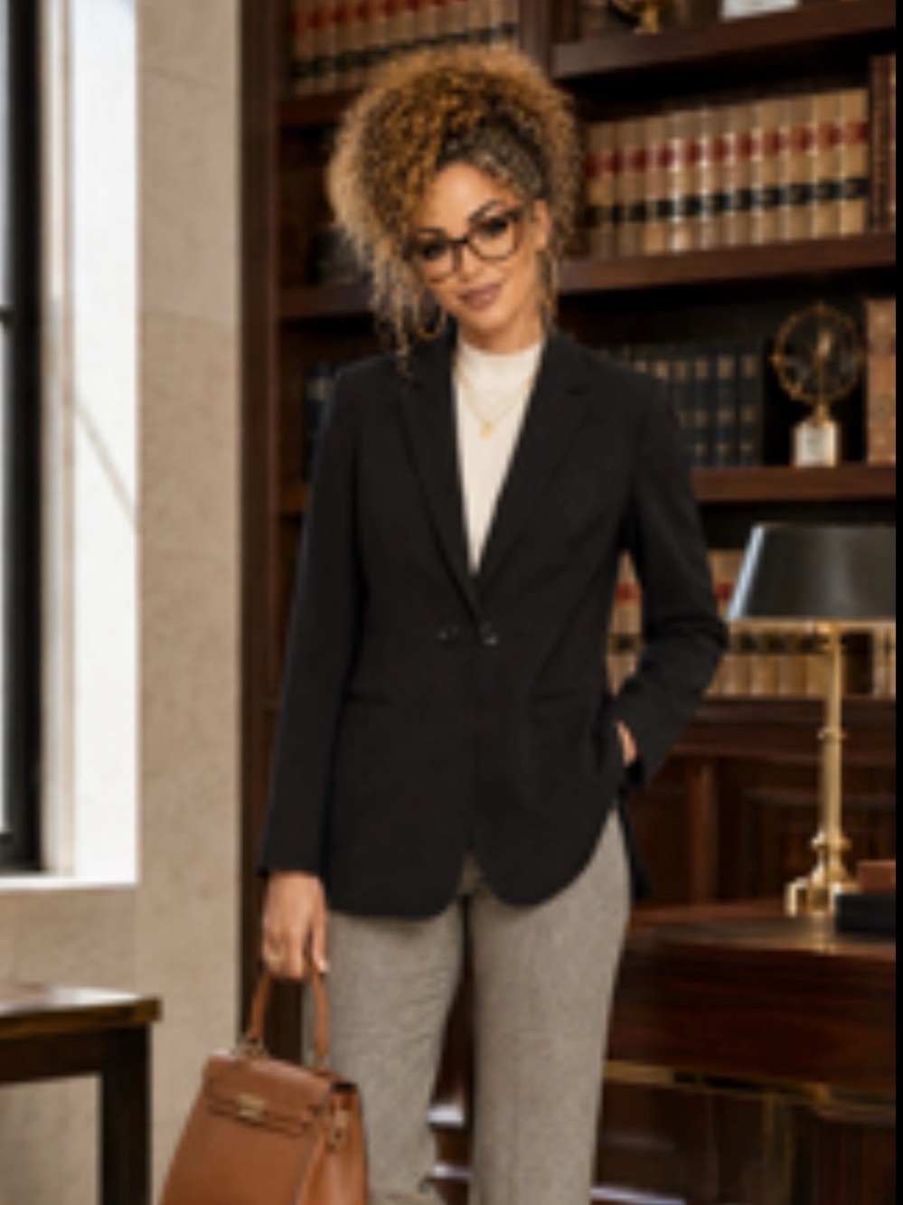 Express Classic Black Women's Blazer - Tailored Two-Button Jacket